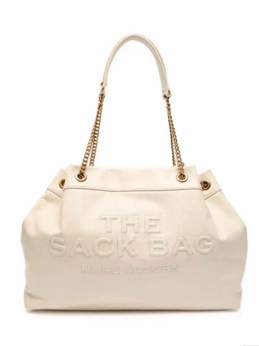 Marc Jacobs Cream Leather 'The Sack Bag' Chain-Handle Shoulder Tote NWT